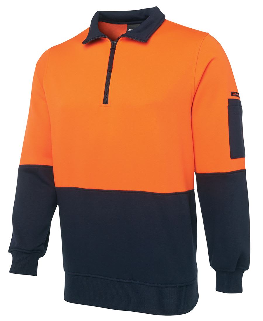 JB's Wear, Hi Vis Zip Fleece - Orange/Navy - XL