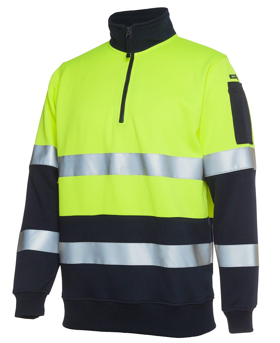 JB's Wear, Hi Vis Zip Fleece Jumper, 6HZFS - Lime/Navy (Size: S)