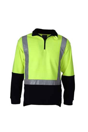 Workhorse, Hi Vis 1/4 Zip Fleece Pullover, MFL008  - Yellow/Navy  - Size: 1L