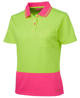 JB's Wear, Women's Hi Vis Polo, 6LHCP - Lime/Navy - 14