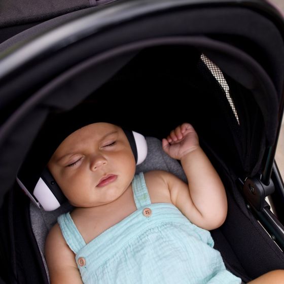 Baby Earmuffs - White/Black - Em's 4 Kids