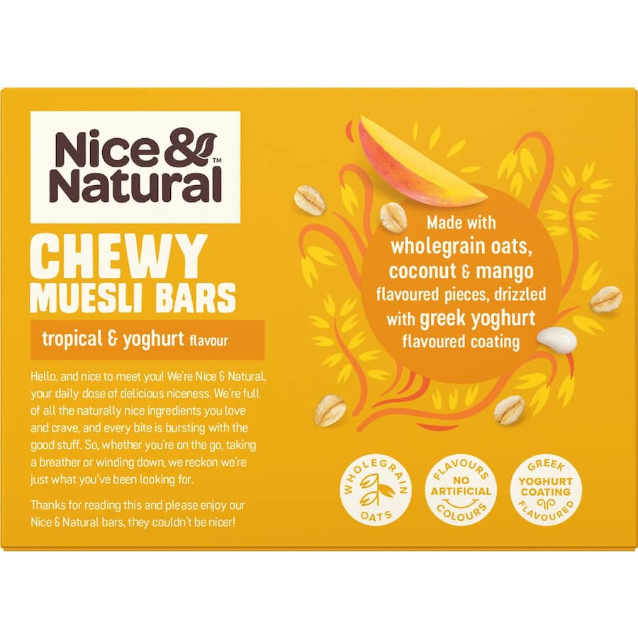 Nice & Natural Chewy Muesli Bars Tropical & Yoghurt 6pk 185g