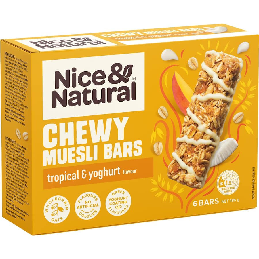 Nice & Natural Chewy Muesli Bars Tropical & Yoghurt 6pk 185g