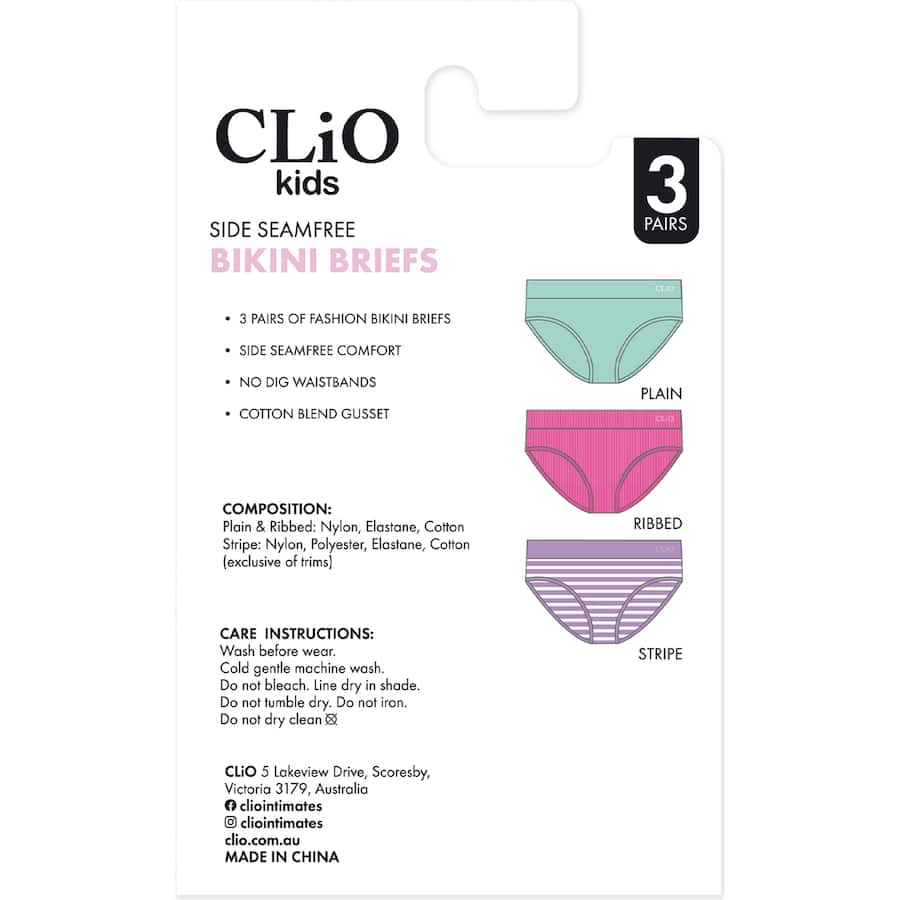 Clio Kids Bikini Assorted 12/14 3pack