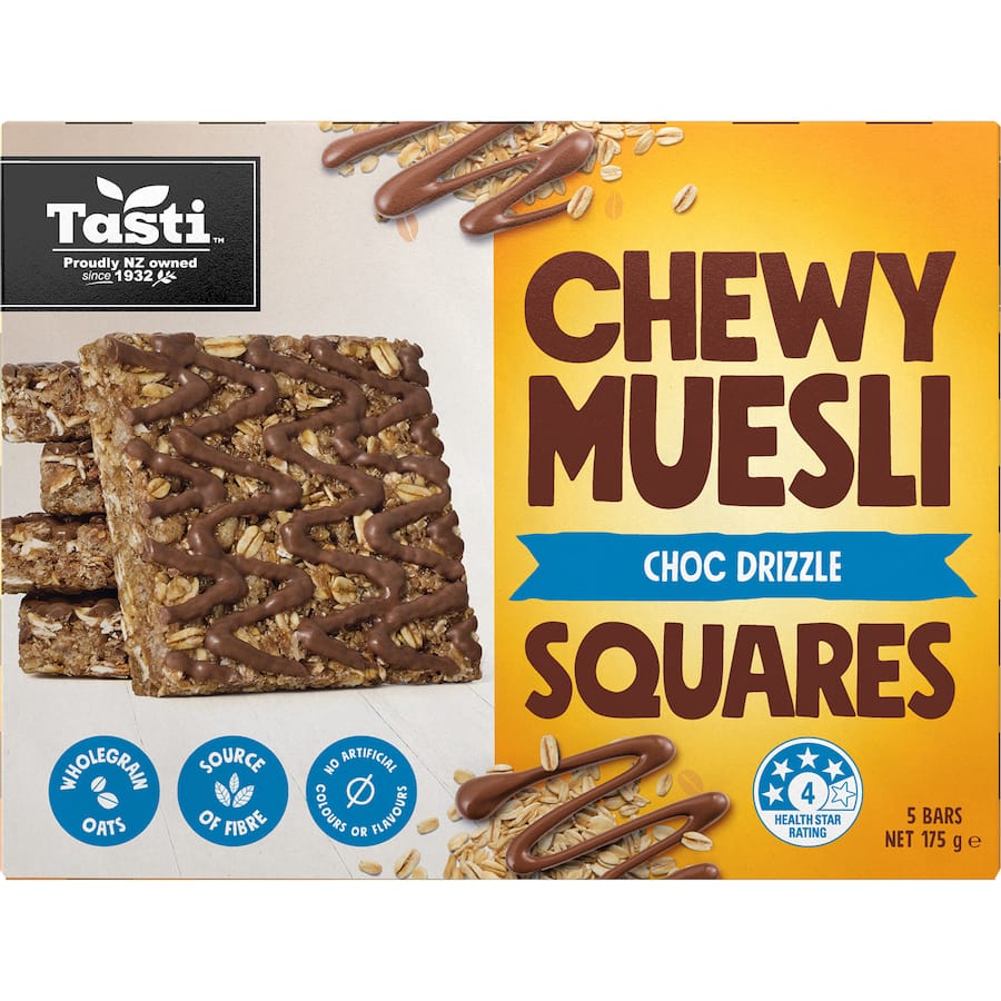 Tasti Chewy Muesli Squares Choc Drizzle 5pk 175g