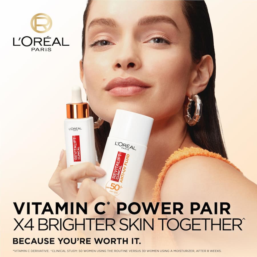 L'oreal Revitalift Clinic Face Moisturiser Anti Uv Fluid Spf 50+ 50mL
