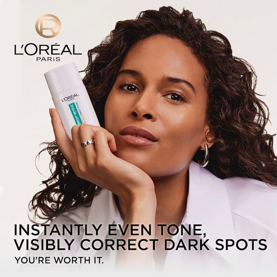 L'oreal Bright Reveal Face Moisturiser Tinted Spf 50 Fluid Medium 50mL