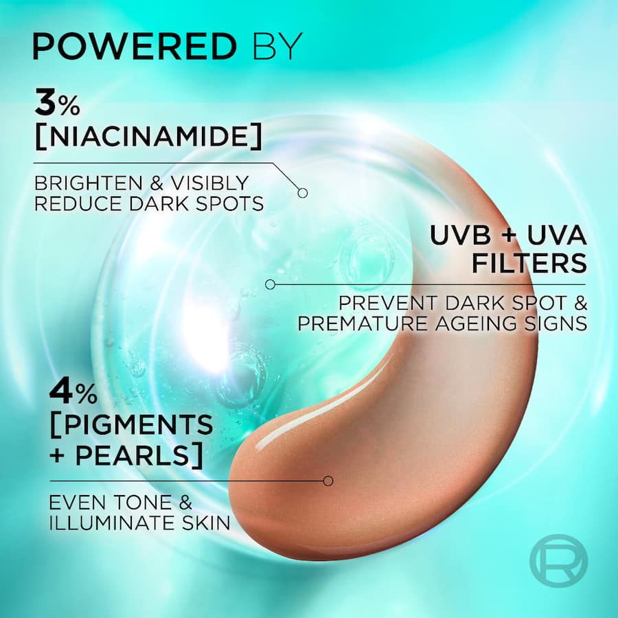 L'oreal Bright Reveal Face Moisturiser Tinted Spf 50 Fluid Medium 50mL