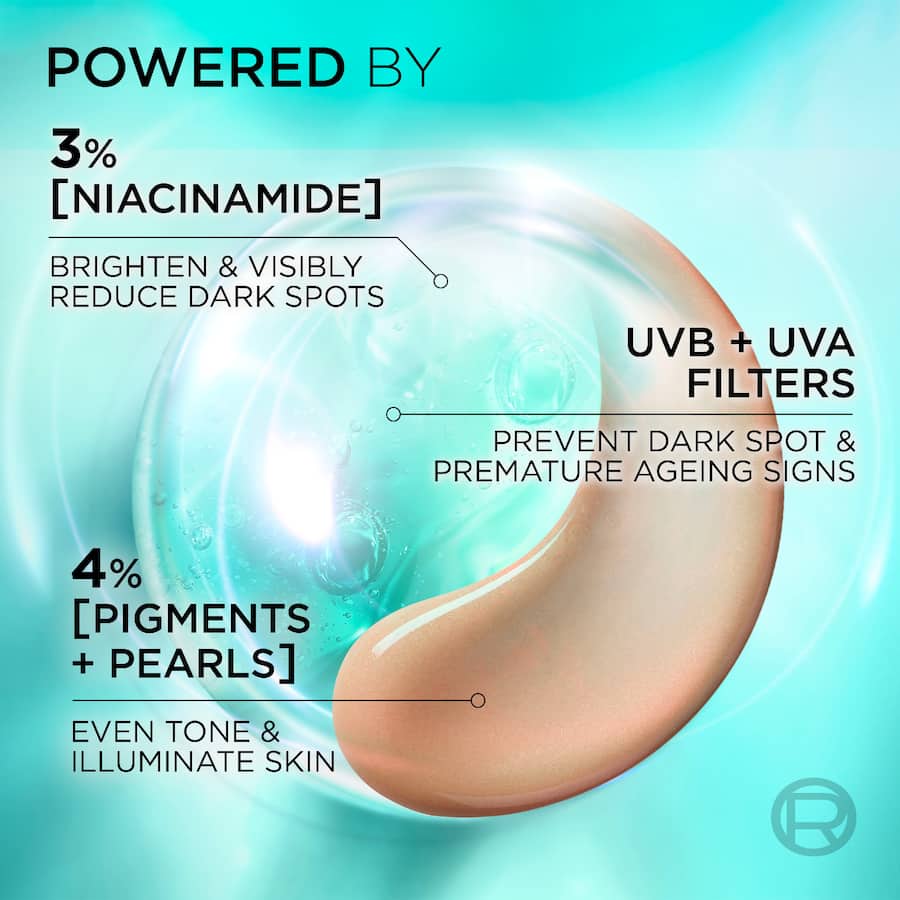 L'oreal Bright Reveal Face Moisturiser Tinted Spf 50+ Fluid Light 50mL