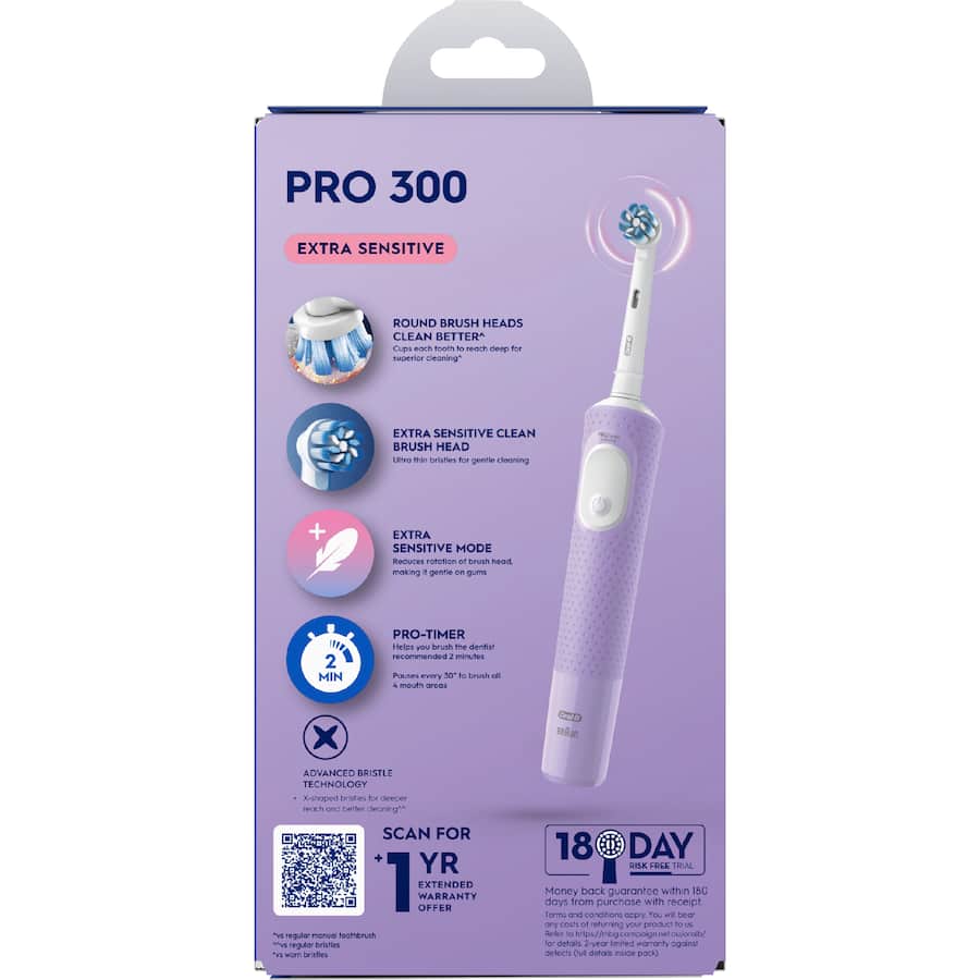 Oral B Pro 300 Electric Toothbrush Lavender - 1pack