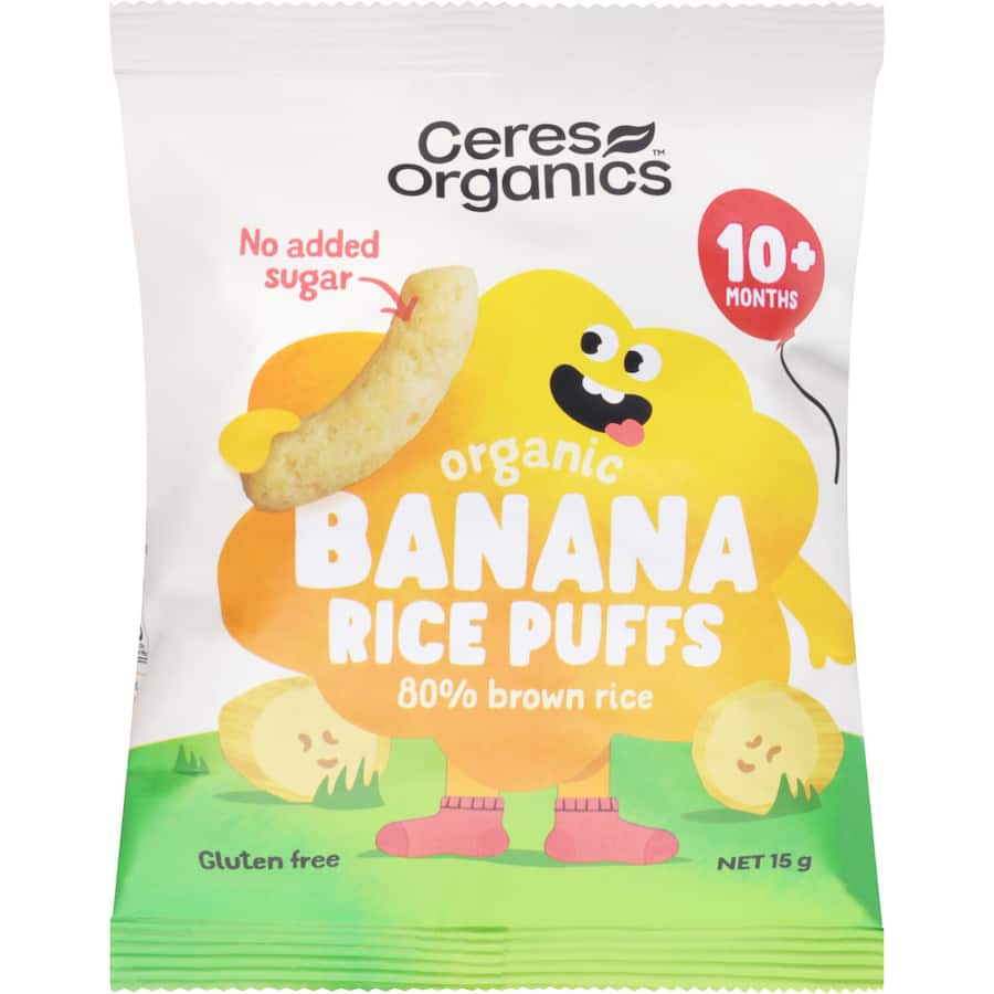 Ceres Organics Rice Puffs Banana 15g