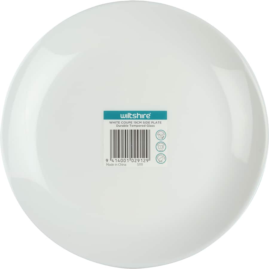 Wiltshire Side Plate White Coupe Glass 19cm