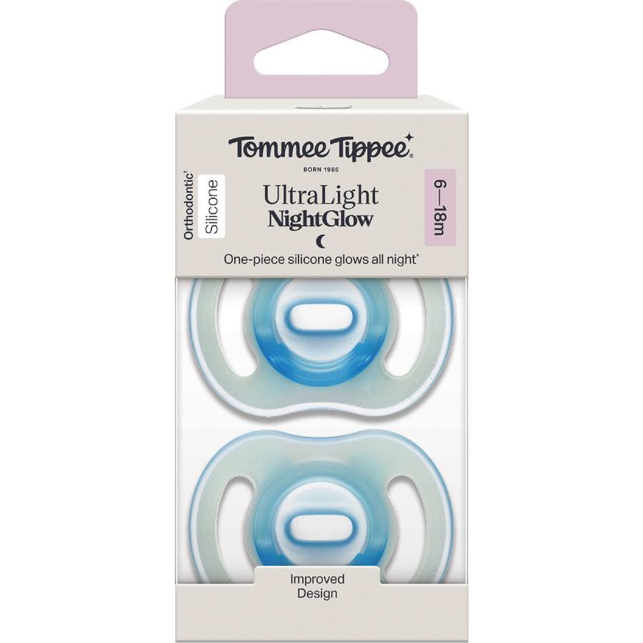 Tommee Tippee Soother Ultra Light Night 6-18mth - 2 pack