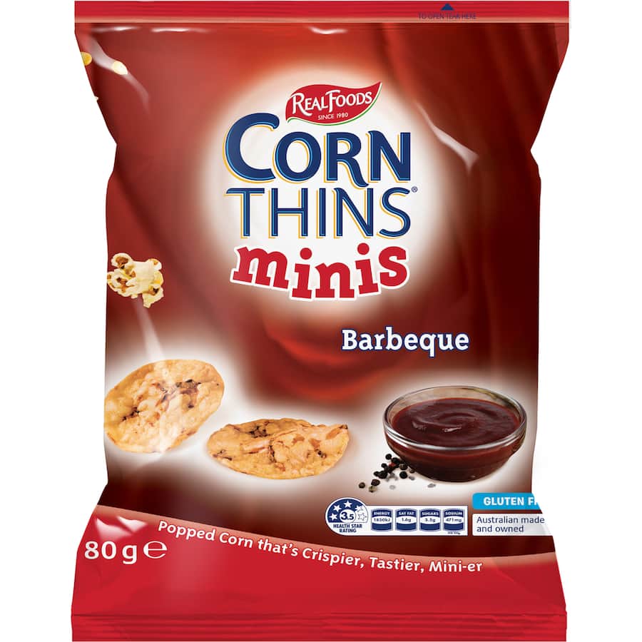 Real Foods Corn Thins Barbeque Minis 80g