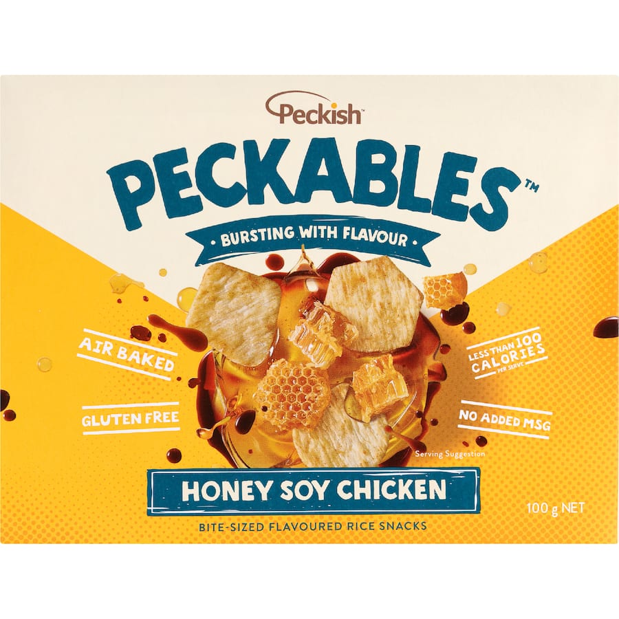 Peckish Peckables Rice Snacks Honey Soy Chicken 100g