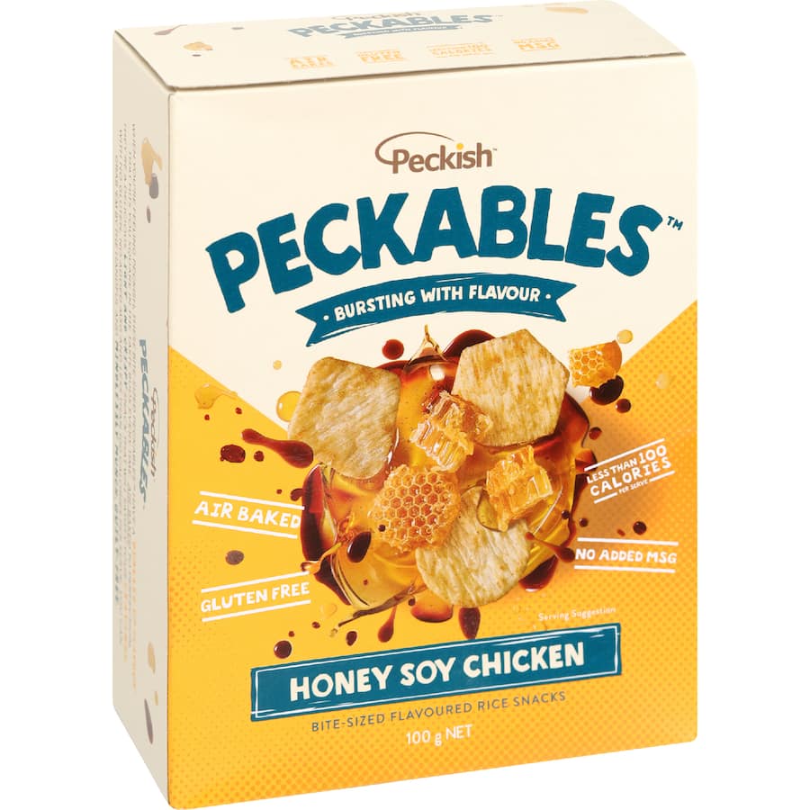 Peckish Peckables Rice Snacks Honey Soy Chicken 100g