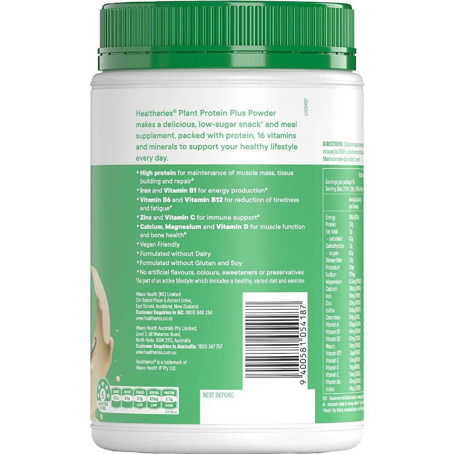 Healtheries Plant Protein Plus Powder Vanilla Flavour 375g