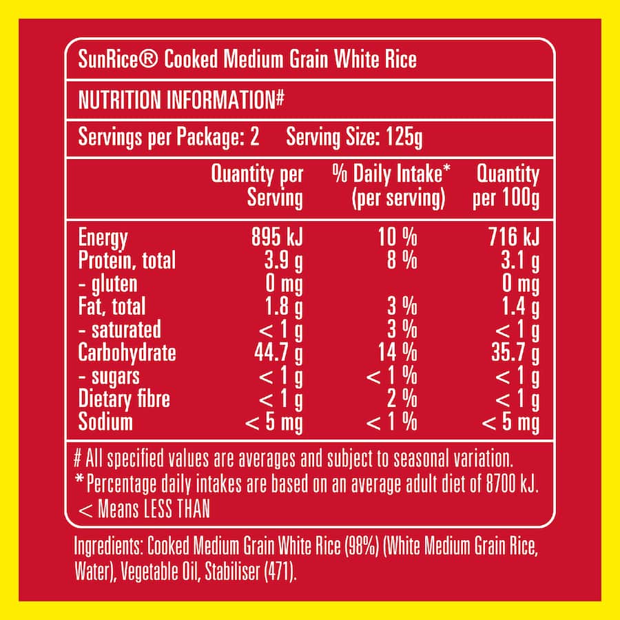 Sunrice Microwave Rice 90sec Medium Grain 250g