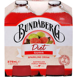 Bundaberg Diet Sparkling Fruit Drink Guava Bottles 4x375mL