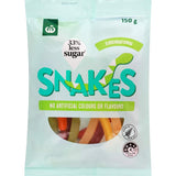 Woolworths Sweets Snakes 33% Reduced Sugar 150g