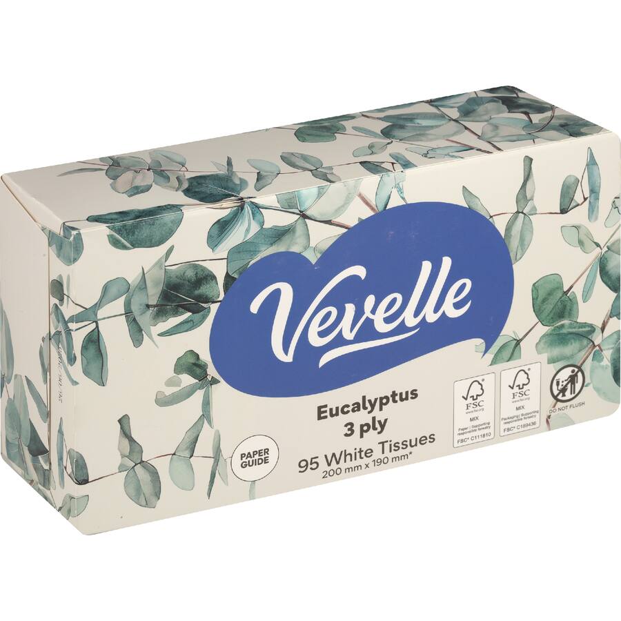Vevelle Facial Tissue 3 Ply Eucalyptus - 95 pack