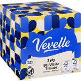 Vevelle Facial Tissue Cube 2 Ply - 90 pack