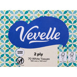 Vevelle Facial Tissue Travel Box 2 Ply - 70 pack