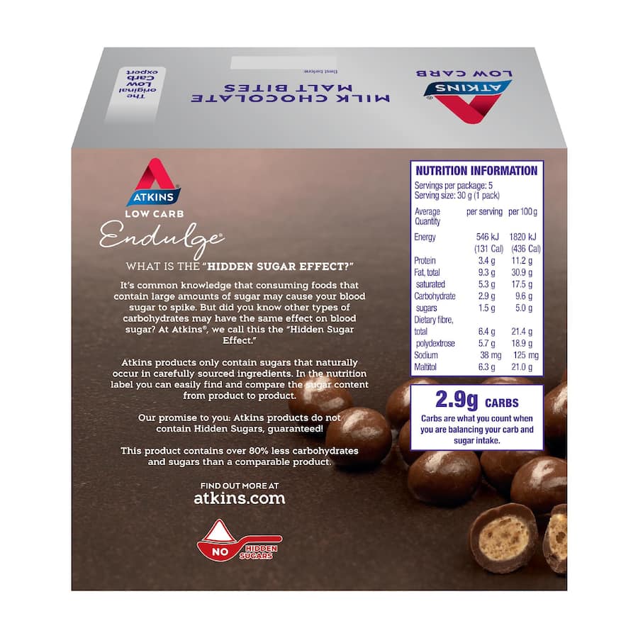 Atkins Endulge Chocolate Malt Bites  Pack 5x30g