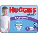 Huggies Ultra Dry Nappy Pants Junior Boys 15kg+ Size 6 12pack