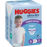 Huggies Ultra Dry Nappy Pants Junior Boys 15kg+ Size 6 12pack