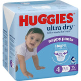 Huggies Ultra Dry Nappy Pants Toddler Boys 9-14kg Size 4 15pack