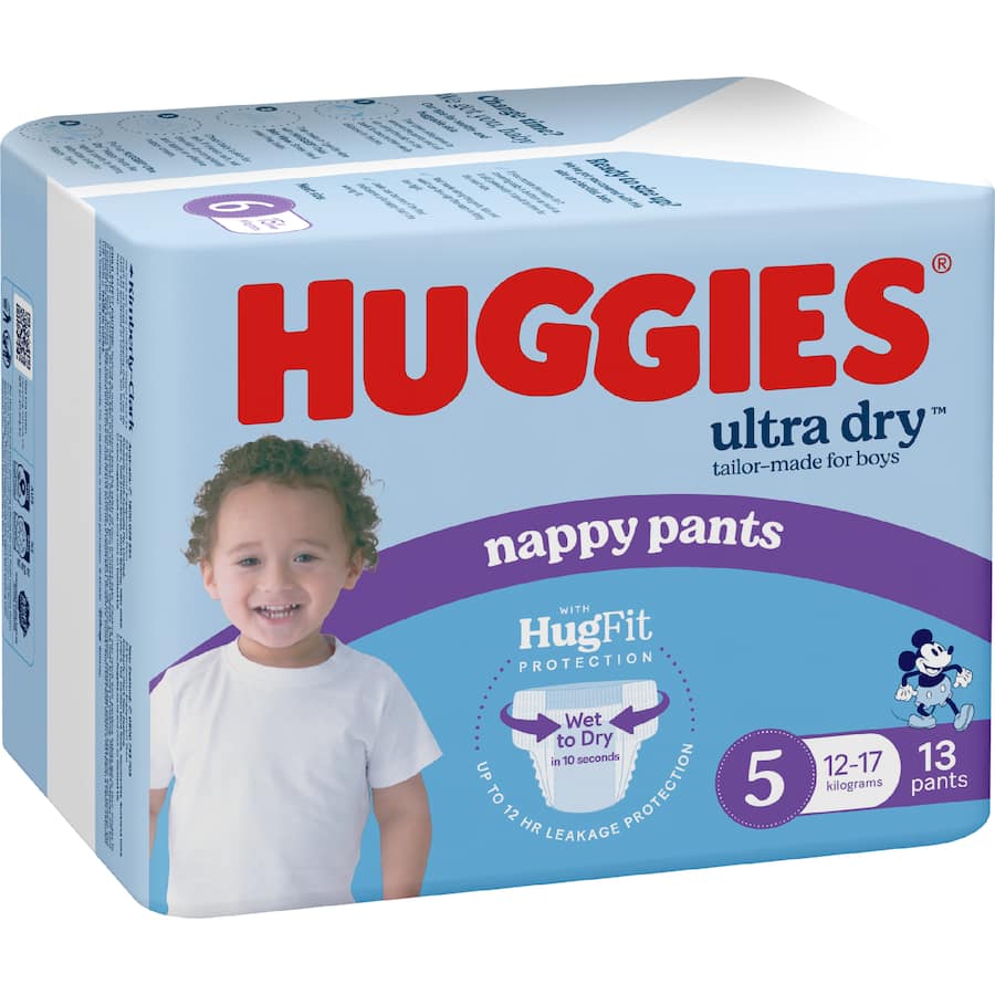 Huggies Ultra Dry Nappy Pants Walker Boys 12-17kg Size 5 13pack