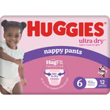 Huggies Ultra Dry Nappy Pants Junior Girls 15kg+ Size 6 12pack
