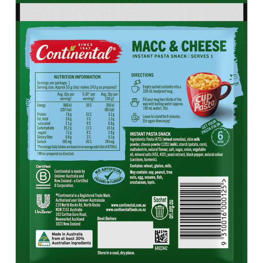 Continental Cup A Pasta Mac & Cheese 53g