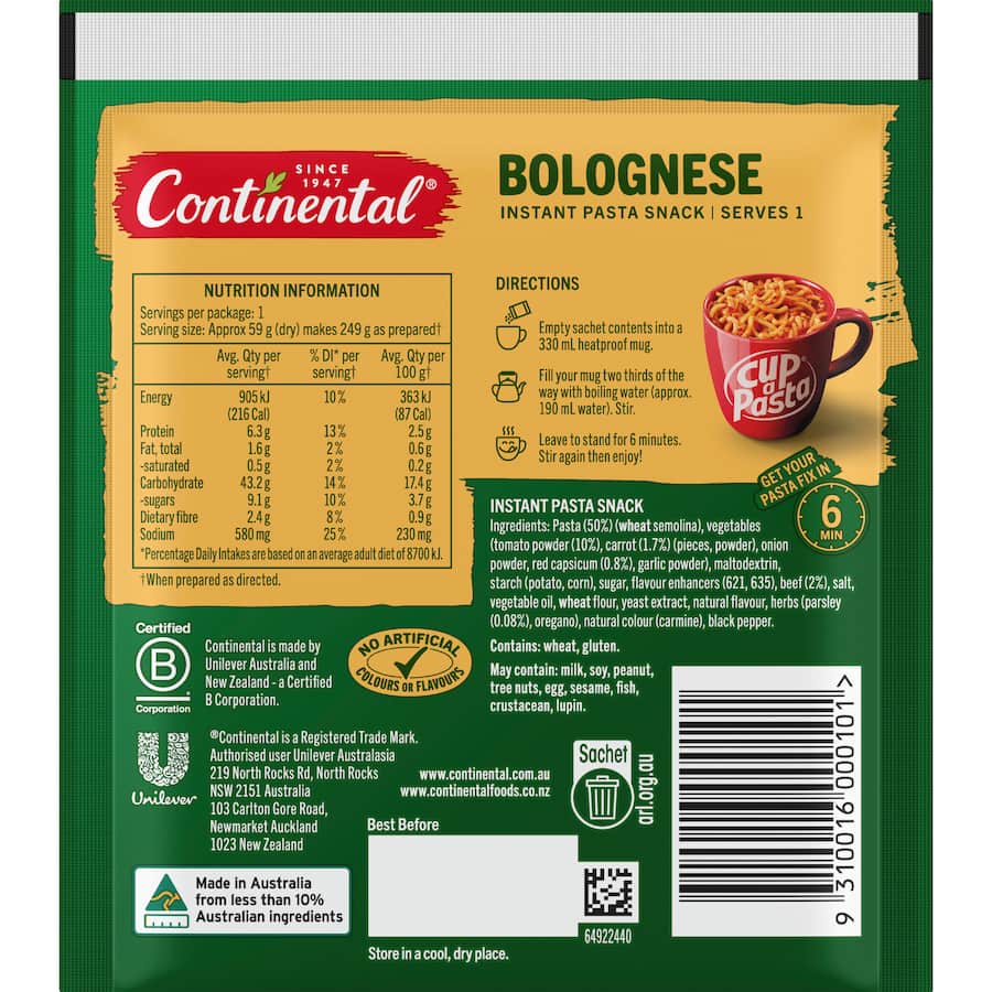 Continental Cup A Pasta Bolognese 59g