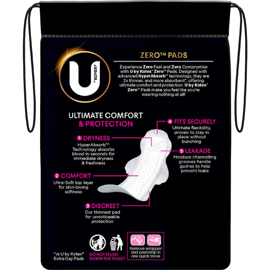 U By Kotex Pads Zero Super With Wings 10 pack