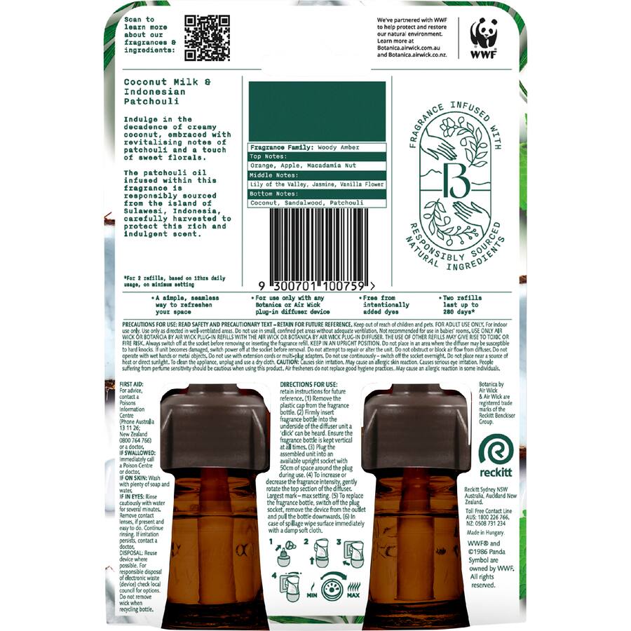 Air Wick Botanica Air Freshener Refill Coconut Milk & Patchchli - 44mL