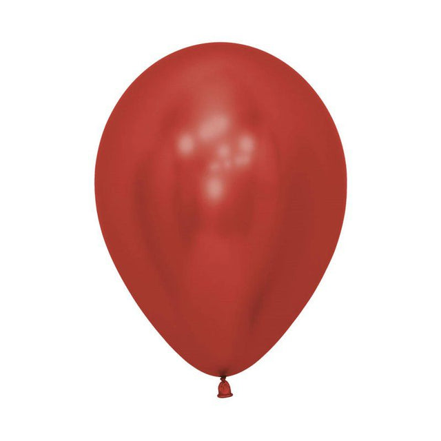 Pack of 50 Sempertex 30cm crystal reflex red latex balloons, perfect for vibrant party decor and celebrations.