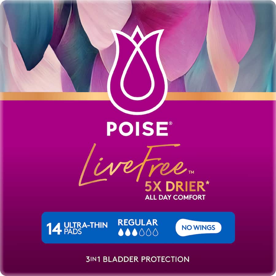 Poise Live Free Pads Ultrathin Regular 14pack