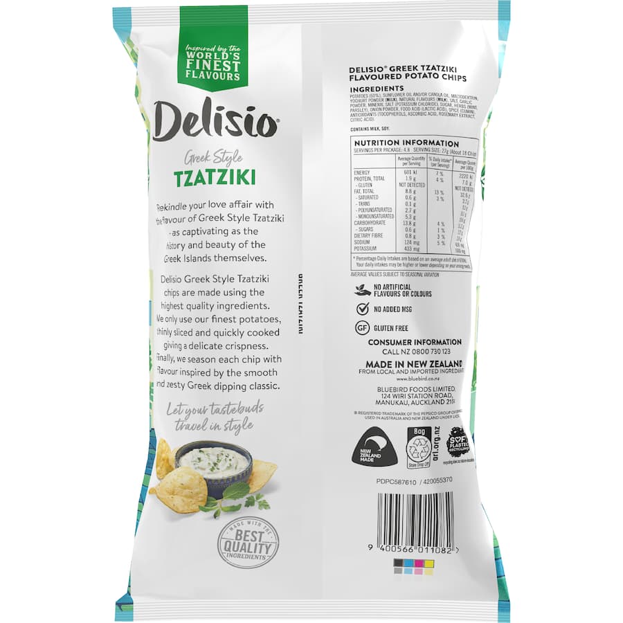 Delisio Chips Greek Style Tzatziki 130g