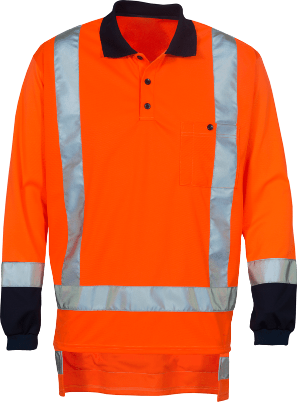 Workhorse, TTMC Micromesh Polo MSH167 - Fluro Ora/Navy - XL