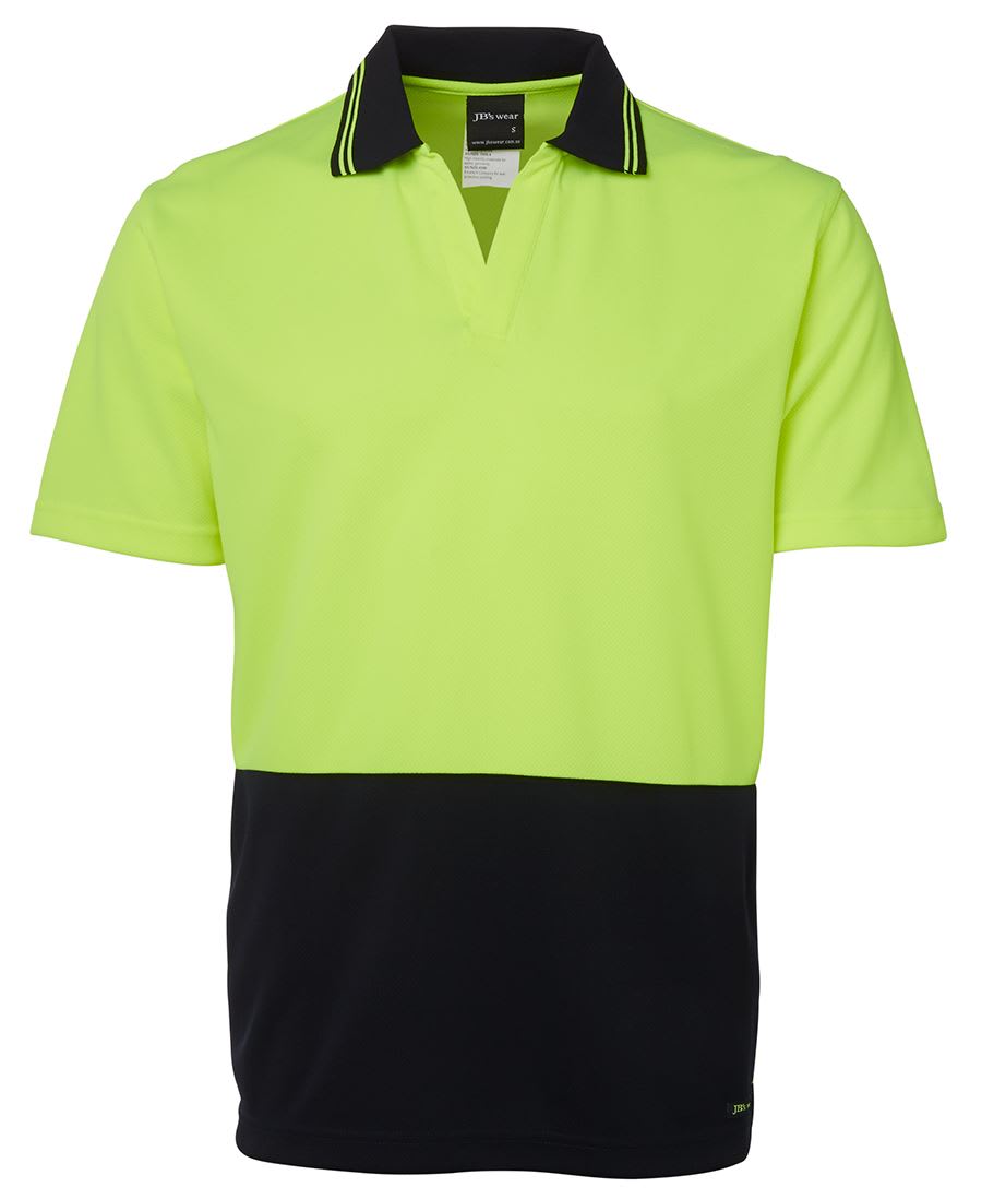 JB's Wear, Hi Vis Non Button Polo, 6HNB - Lime/Navy (Size: XL)