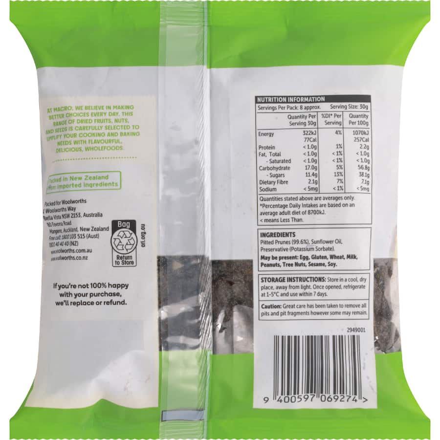 Macro Prunes Pitted 250g