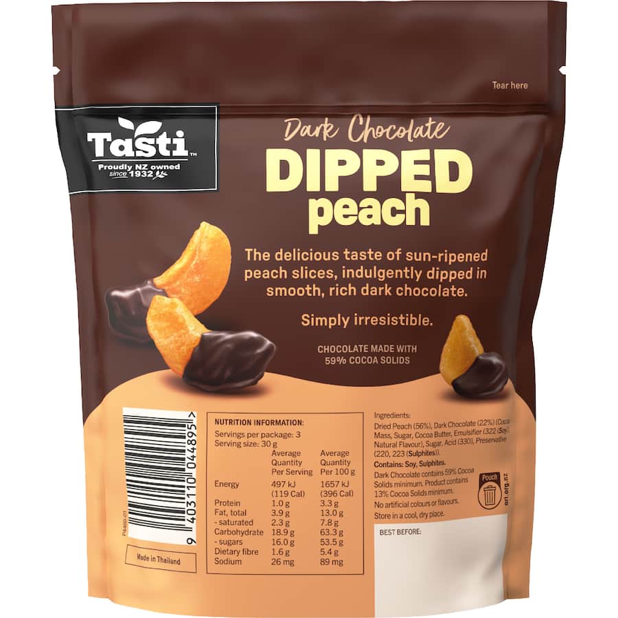 Tasti Dried Peach Chocolate Dipped - 90g