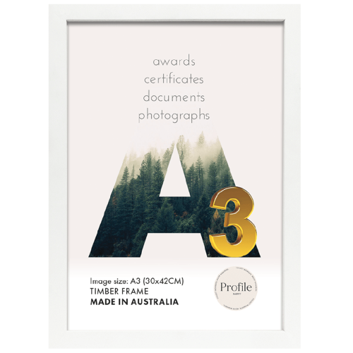 Profile - Elegant White Poster Picture Frame - A3 (30x42cm)