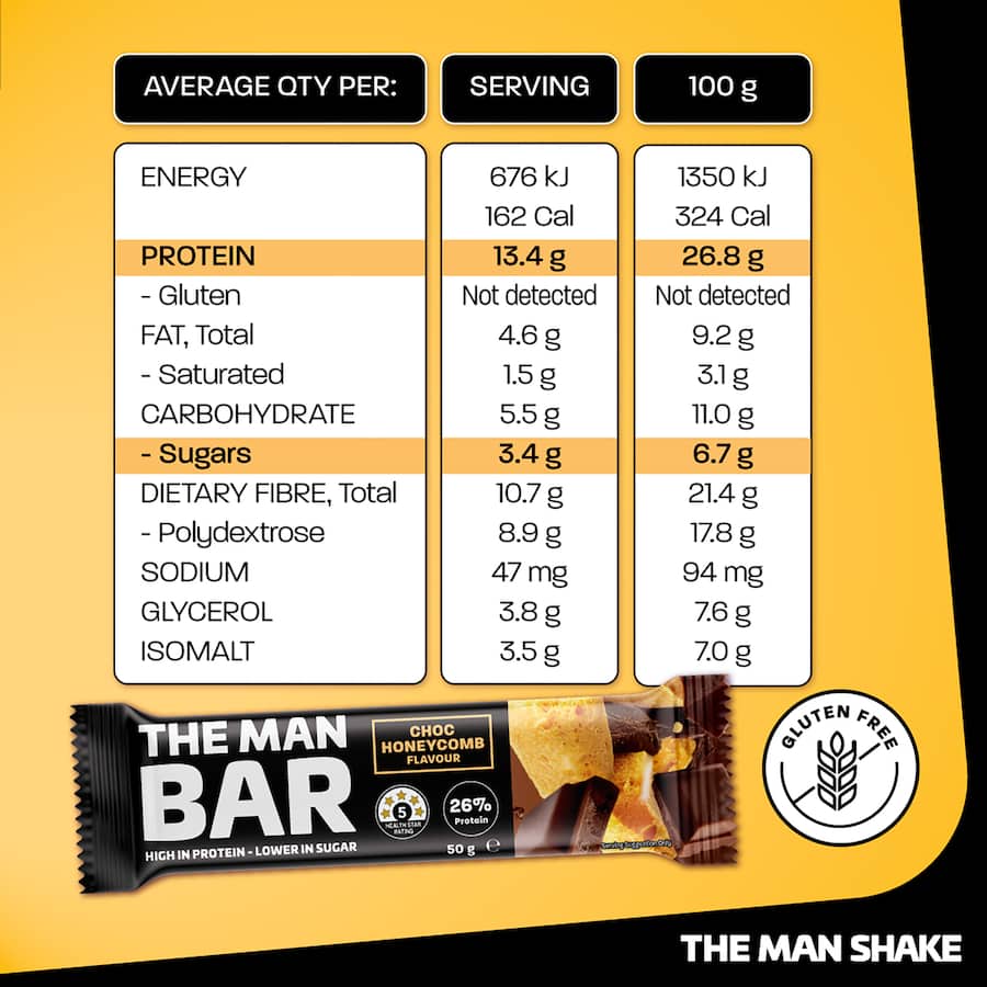 The Man Bar Protein Bar Honeycomb Choc 50g