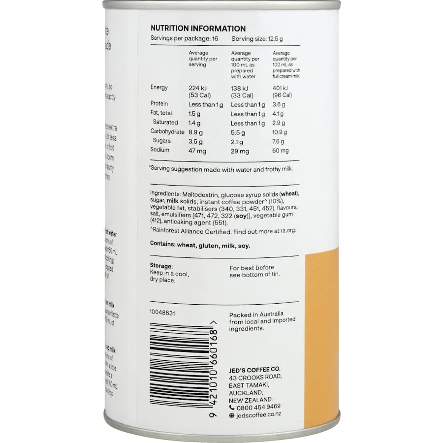 Jed's Mixes Instant Coffee Creamy Latte - 200g