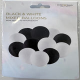 Korbond Balloons Black & White Mixed 12pack