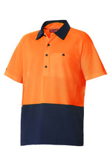 Hard Yakka, Hi Vis Koolgear Polo, Y11396 - Fluro Yel/Navy - L