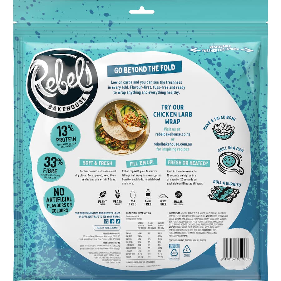 Rebel Bakehouse Wraps Low Carb Everything 4 pack 252g